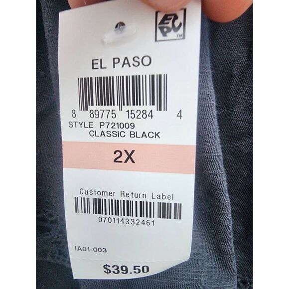 American Rag Cie Women Top BLACK One Shoulder Ruffle Crochet Blouson Plus 2X New - Picture 4 of 6